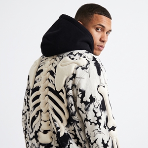 Sudadera con Capucha para Hombre Dumela, Diseño de Esqueleto con Estampado en Relieve, Corte Holgado, Estilo Urbano, Ropa de Otoño - Product Image 6
