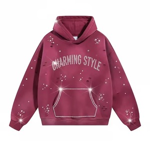 ผู้ผลิตโลโก้ตามสั่ง เสื้อฮู้ดดี้ฟลีซโอเวอร์ไซส์สำหรับผู้ชาย ผ้าหนานุ่ม สีแอปริคอตแบบสเปรย์  เสื้อพูลโอเวอร์สไตล์วินเทจ เสื้อฮู้ดดี้สตรีทแวร์สำหรับฤดูหนาว - Product Image 1