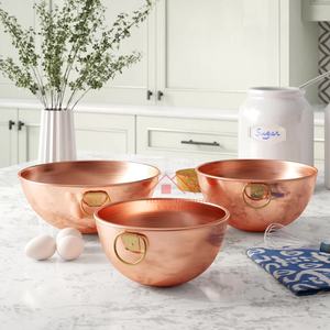 Premium Quality <b>Copper</b> Large Bowl Set 3 Disposable Serving Bowls Round Shape for Home Hotels Restaurants Best Seller Decorations - Product Image 4