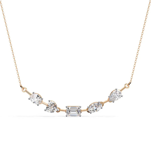 Rose Gold Diamond Pendant Necklace With Emerald Cut And <b>Mixed</b> Shapes Claw Set <b>Box</b> Chain Classic Women's Wedding Jewelry - Product Image 1