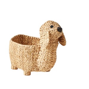 Boho <b>Large</b> Dachshund Water Hyacinth <b>Storage</b> <b>Basket</b> Woven Decorative Organizer Bin Puppy Animal Kids Room Decor - Product Image 1