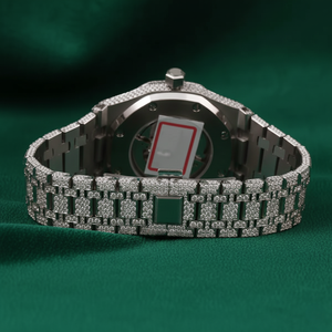 Montre automatique de luxe entièrement sertie de moissanite, en acier inoxydable, saphir, étanche, style diamant, pour homme et femme - Product Image 4