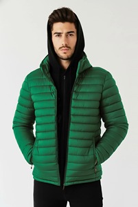 Blouson matelassé unisexe personnalisé à capuche, col montant, fermeture éclair, design uni, style urbain, devant en toile, pour l'hiver et l'automne - Product Image 1