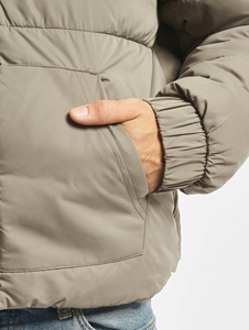 Veste matelassée gris clair pour homme, col montant, coupe-vent, manteau d'hiver, rembourrage épais en polyester, coupe régulière, fermeture éclair, décontractée - Product Image 4