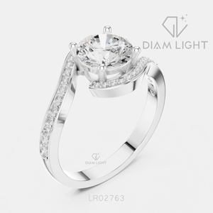Bague de fiançailles en or blanc 14 carats avec diamant de laboratoire rond de 1,23 carat, certifiée IGI, bijoux fins pour femmes, cadeau - Product Image 2