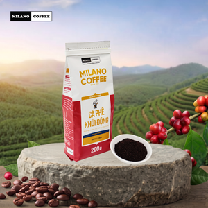 กาแฟโรบัสต้าเวียดนามบด 200 กรัม มิลาโน โคอิ ตง ดัก ลัก คั่วเข้ม รสชาติเข้มข้น ขมจัด รับผลิตแบบ OEM แบรนด์ส่วนตัว - Product Image 1