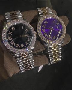 New Arrival High Quality <b>Black</b> Auto Date Iced VVS Clarity Moissanite Diamond Studded HipHop <b>Watches</b> for Men <b>Women</b> Widely Selling - Product Image 5