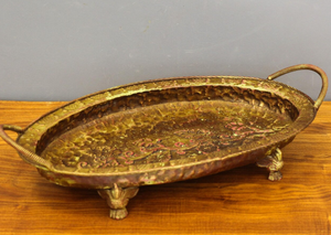Bandeja Ovalada de Metal con Acabado Antiguo, Patrón Floral en Relieve, Centro de Mesa Decorativo, Plato para Servir, Venta al Por Mayor - Product Image 2