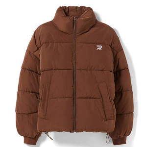 Chaqueta Acolchada Marrón para Hombre, Cuello Alto, Cierre de Cremallera, Cortavientos, Abrigo Casual de Invierno, Corte Regular, Relleno de Poliéster - Product Image 2