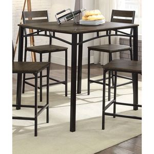 Juego de Mesa de Comedor de 5 Piezas con Estructura de Metal Negro y 4 Sillas Altas con Tablero de Madera para Comedor Moderno - Product Image 5