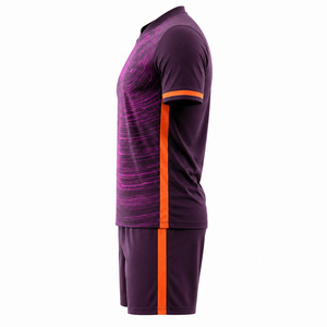 Uniformes de Fútbol Personalizados, Conjunto de Camiseta y Pantalones Cortos Purple Vortex, Kits de Fútbol Sublimados, Secado Rápido, Transpirables, 100% Poliéster, Cuello en V - Product Image 3