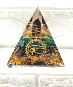 Crystal Orgone Pyramid With Eye Of Horus Design Handmade Decorative Piece For Home Display for Black Magic Protection <b>Orgonite</b> - Product Image 1