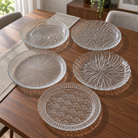 Assiettes de présentation en verre transparentes de 13 pouces pour mariage, décoration de table, vaisselle de banquet et de fête - Vente en gros