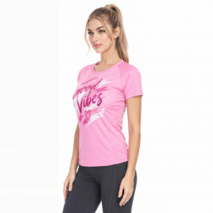 T-shirt de yoga à manches courtes pour femme, imprimé sur mesure, coupe ajustée, séchage rapide, idéal pour la gym et le sport - Product Image 3