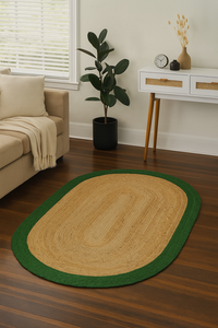 Alfombra Bohemia Hecha a Mano de Yute Orgánico Trenzado 2x3 pies, Natural, Rústica, Ecológica, Antideslizante, de Pelo Corto - Product Image 5