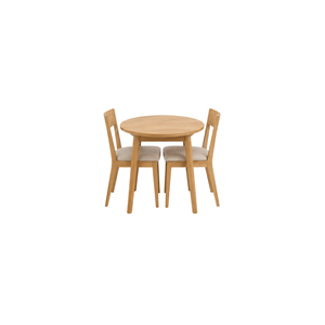 Ensemble de salle à manger rond en teck ARTERRA, luxe, petit espace, table moderne avec chaises rembourrées pour la maison - Product Image 2