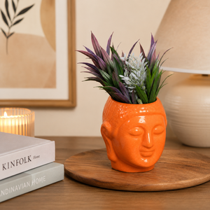 Modern Glazed Ceramic Human Face Planter <b>Pot</b> | Versatile Garden Flower <b>Pot</b> for <b>Succulents</b> | Fancy Design - Product Image 6
