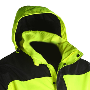 High Visibility Reflective Safety Jacket Men Hooded Windproof Workwear with Zipper Regular Fit Polyester Material Autumn Wear - Product Image 2