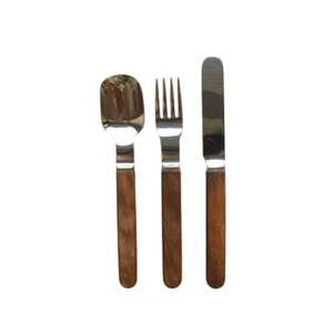 <b>Vintage</b> Design Stainless Steel <b>Cutlery</b> Set With Natural Wood Handles Wood Flatware Dining Utensils Tableware For Home & Hotels - Product Image 1