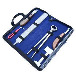 Ensemble d'outils de fermeur en gros avec couteau à sabots à manche en bois, râpe double face, coupe-fer à tamponner en acier et lame à boucle détachable - Product Image 1