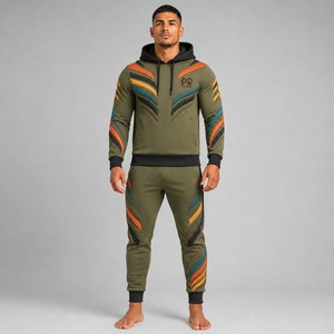 Conjunto Deportivo para Hombre, Estilo Urbano, con Estampado Puff, Tela Gruesa, Corte Holgado, Estampado Tridimensional Elegante, Ideal para Coleccionistas de Moda - Product Image 1
