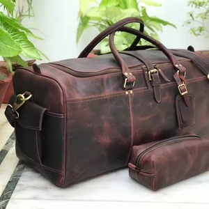 กระเป๋าหนังแท้แบบดัฟเฟิล กระเป๋าเดินทางวินเทจสำหรับวันหยุดสุดสัปดาห์  ขนาดใหญ่ น้ำหนักเบา ซิปปิด  สำหรับทุกเพศ  ขายตรงจากโรงงาน - Product Image 1