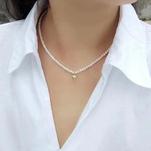 Collar de Perlas de Agua Dulce con Colgante de Corazón de Plata S925 de Alta Calidad, con un Toque de Lujo Sencillo y Alta Visibilidad - Product Image 1