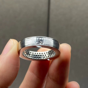 แหวนแต่งงานฮิปฮอปแบบมินิมอล BantiJewels เงินแท้ 925 ประดับเพชรโมอิสซาไนต์ทรงบริลเลียนต์ ชุบโรเดียม GRA - Product Image 4
