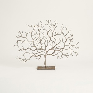 Sculpture de feuille en aluminium argenté vintage, statue de feuille tropicale en métal artisanale avec support pour la décoration de table à la maison, à l'hôtel ou au bureau - Product Image 5
