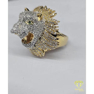 Anillo de Plata de Ley 925 con Cabeza de Animal y Diamantes de Moissanita, Tono Dorado, Joyería de Alta Gama para Compradores Mayoristas - Product Image 5