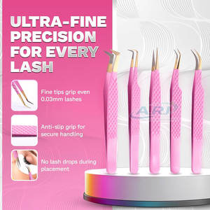 แหนบสแตนเลสสำหรับต่อขนตา แหนบสำหรับวางขนตาและใช้ในร้านเสริมสวย - Product Image 3