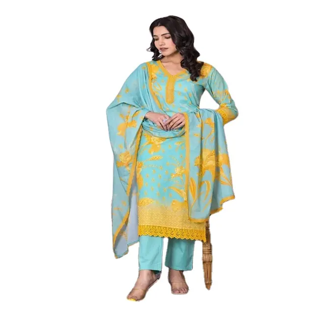 Женская повседневная одежда из вискоза, прямая вышивка, летний сезон, одежда для Kurti Pent с комплектом Dupatta для покупателя, онлайн и экспорт из Индии