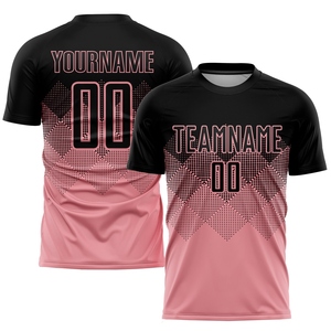 Maillot de football personnalisé rose et noir à sublimation, taille moyenne, le plus vendu en gros pour l'industrie - Product Image 1