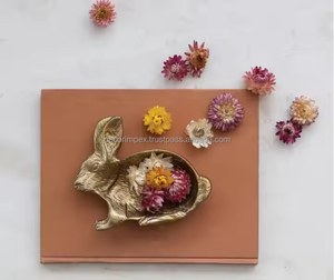 Cast Aluminum Rabbit Shaped Dish, Gold Finish Unique Dinnerware <b>home</b> <b>decor</b> by <b>Decor</b> impex - Product Image 1