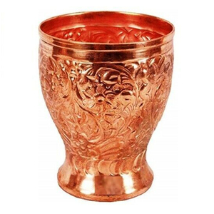 Ensemble de 6 verres en cuivre gravés, design traditionnel moghol, gobelets métalliques ayurvédiques pour l'eau et les jus, écologiques et de qualité supérieure - Product Image 6