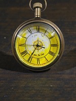 Reloj de Bolsillo Elgin Moderno de Latón Grabado con Cadena - Regalo Hecho a Mano