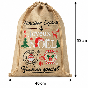 Natural <b>Jute</b> Christmas <b>Gift</b> Pouch 40x50 cm Drawstring <b>Bag</b> Un-laminated Festive <b>Gift</b> Sacks Custom Logo Screen Print Wholesale Bul - Product Image 3