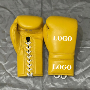 Guantes de boxeo con logotipo personalizado de fábrica, con cordones, de cuero genuino, profesionales, para entrenamiento de kickboxing, para adultos. - Product Image 3