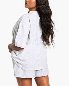 Camiseta de Mujer Personalizada, Tejido Grueso de 300 g/m², Hombros Caídos, Transpirable, con Logotipo Impreso, Ropa Urbana de Verano con Apliques - Product Image 2