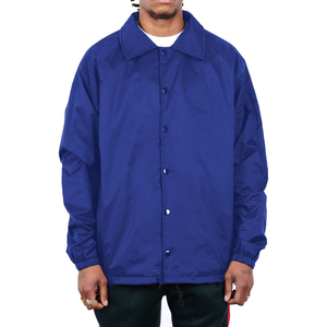 Men's Royal Blue Polyester <b>Coach</b> Jacket Turn-down Collar Button Front Casual Waterproof Spring Outerwear - Product Image 3