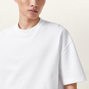 Camiseta de Punto para Hombre, 100% Algodón Grueso, con Logotipo Personalizado Serigrafiado, Corte Regular, Color Sólido Personalizado, Estilo Formal, Urbano, Hip Hop - Product Image 3