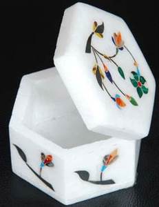 กล่องเครื่องประดับลายดอกไม้มุกสีชมพูและสีเขียวฝังหินอ่อนมาครานาสีขาวบริสุทธิ์คุณภาพสูงสำหรับบ้านและสำนักงาน - Product Image 6