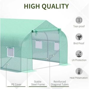 Invernadero Portátil Tipo Túnel para Exteriores de 11.5 x 10 x 7 Pies, Verde Oscuro con Ventanas para Jardines - Product Image 4