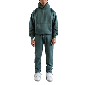 Conjunto Deportivo con Capucha para Hombre, Color Sólido, Manga Larga, Sudadera y Pantalones de Algodón con Cierre de Cordón, Corte Holgado - Product Image 5