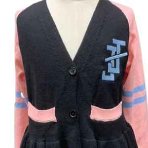 Suéter Cárdigan Peplum para Mujer, Cuello en V con Botones, Manga en Contraste, Estilo Casual para Otoño e Invierno - Product Image 4