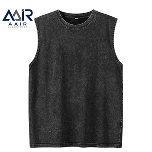 AAIR INDUSTRIES <b>Men's</b> Heavyweight Cotton Breathable Sporty Solid Color Sleeveless Workout <b>Vest</b> Crew Neck Gym <b>Training</b> - Product Image 3