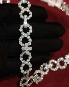 Luxury Iced Out Flower Link Chain <b>Necklace</b> Moissanite Diamond Hip Hop Jewelry Micro Pave <b>Statement</b> <b>Necklace</b> - Product Image 5