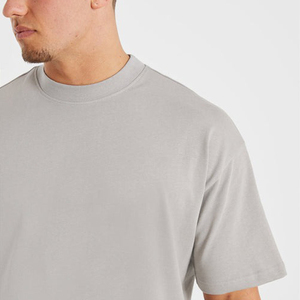 100% Cotton Woven Breathable Eco-Friendly Front Custom Logo Casual Style Blank T-Shirt Oversized <b>Drop</b> Shoulder Shirts - Product Image 4