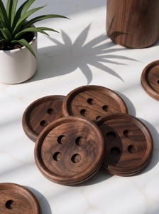 Ensemble de dessous-de-verre ronds en bois résistants à la chaleur, sets de table modernes pour la protection des tasses à café - Product Image 3