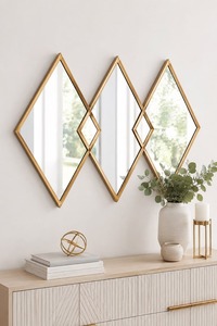 Modern Round Brass <b>Wall</b> <b>Mirror</b> <b>Set</b> Minimalist Decorative <b>Mirrors</b> for Living Room Bedroom Interior Design - Product Image 2